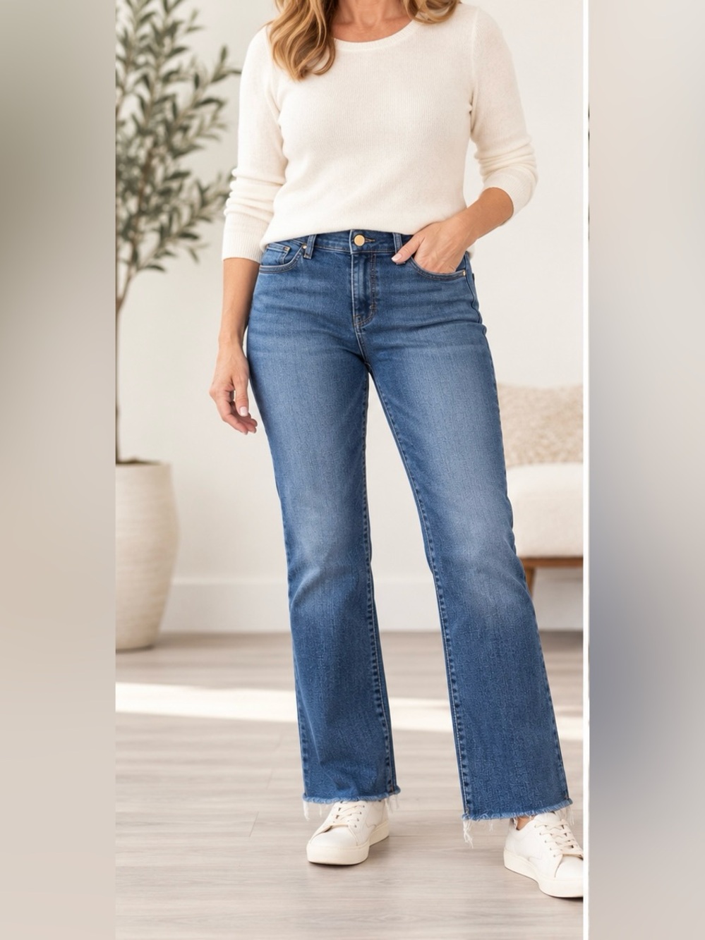 DL 1971 WOMENS BLUE JEANS RAW FRAYED HEM STRAIGHT LEG PREMIUM DENIM
